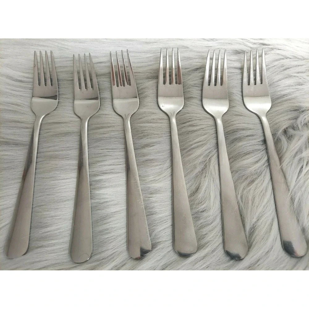 IKEA  Lot of 6 pcs 18/8‎ Stainless Steel  Salad Forks Rounded handle 6 1/2